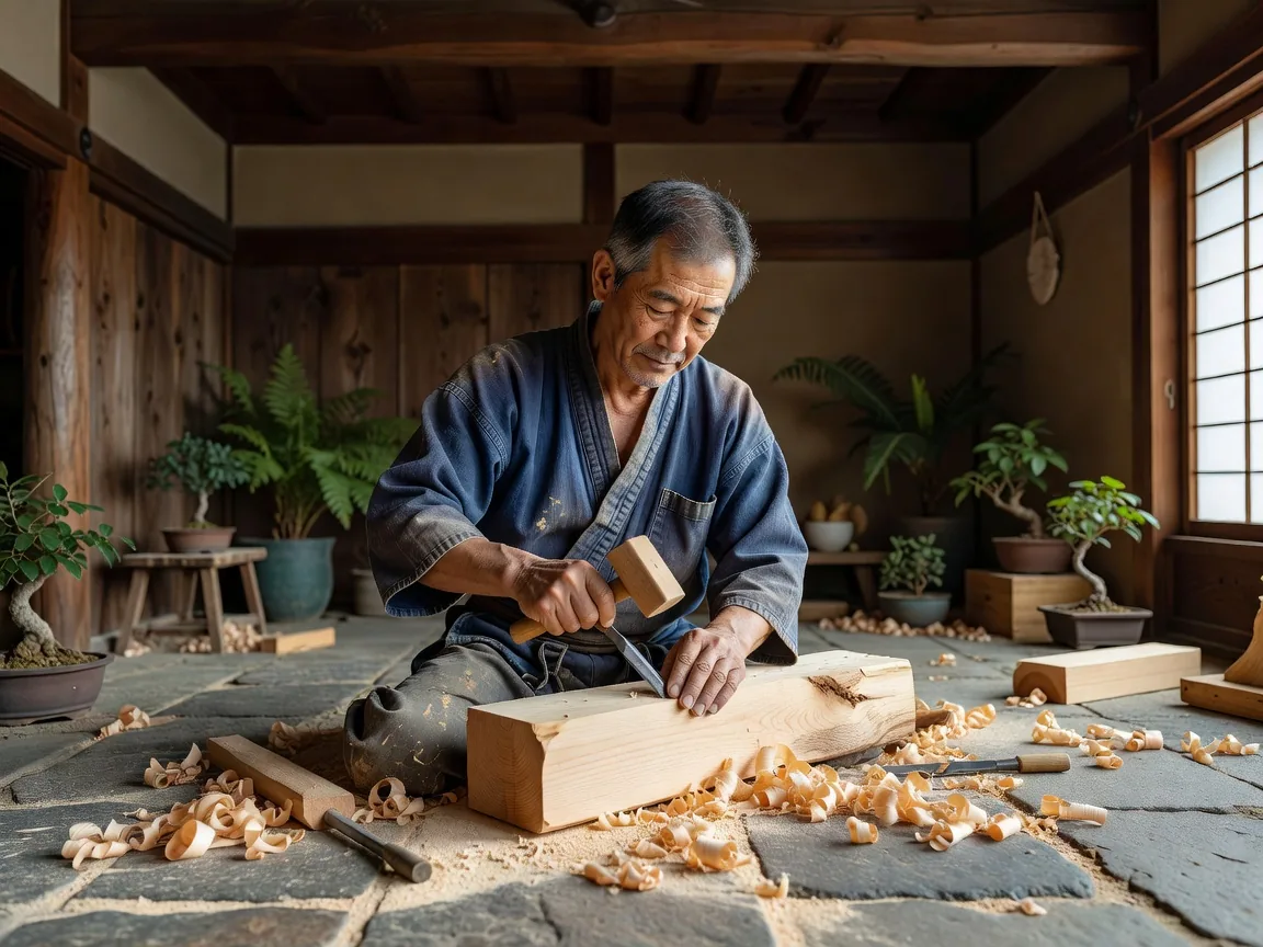 木彫り職人の工房